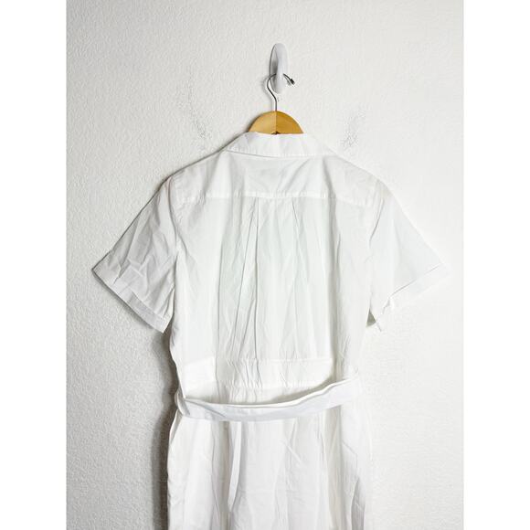 NWT J. Crew Patch-Pocket Cotton White Poplin Shirtdress Size 14 Lightweight - Picture 12 of 14